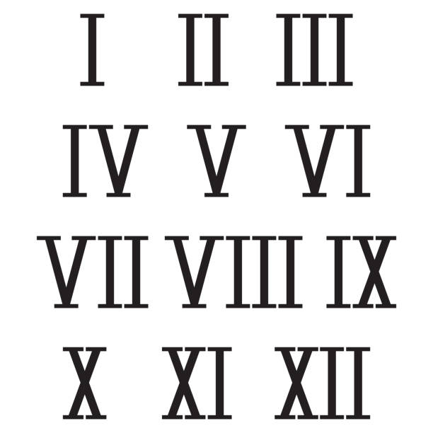 ilustrações, clipart, desenhos animados e ícones de numerais romanos. símbolos de preto - algarismo romano