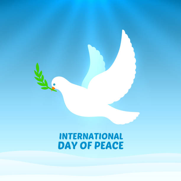 istock International Peace Day, Dove with olive branch. Poster cover. Vector illustration 1053078752