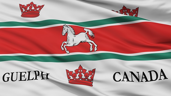 Guelph City Flag, Country Canada, Closeup View, 3D Rendering