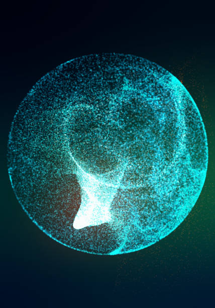 黒い背景に青い光るエネルギー ボール - plasma blue abstract flame ストックフォトと画像