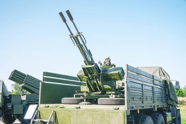 istock Double-barreled anti-aircraft gun 1053098236