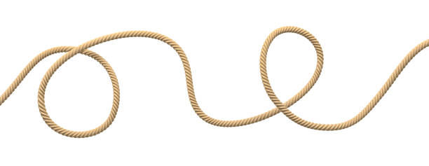istock 3d rendering of a single twisting natural rope lying unevenly on a white background. 1053098984