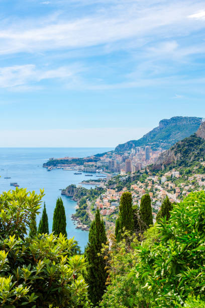 View of Monaco from Roquebrune, France View of Monaco from Roquebrune, France monaco stock pictures, royalty-free photos & images