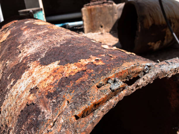 istock Cutting steel using heat such as fire.worker inside factory cut metal using blowtorch. 1053101404