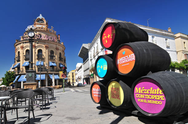 plaza del gallo azul. jerez de la frontera, cádiz, andalucía, españa. - cadiz province fotografías e imágenes de stock