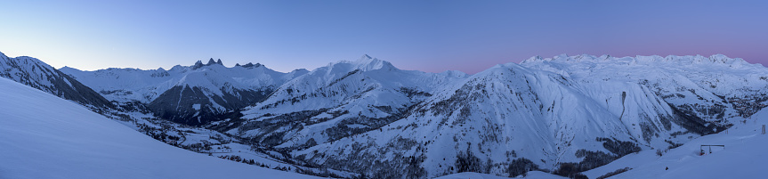 Les Sybelles mountain panorama in the French Alps