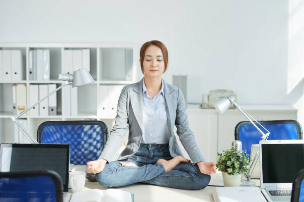 istock Businesswoman relaxing at office 1053113828