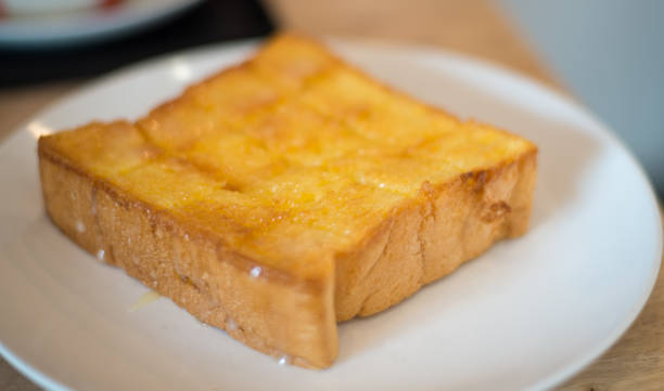 istock Close up braed on white plate. 1053114518