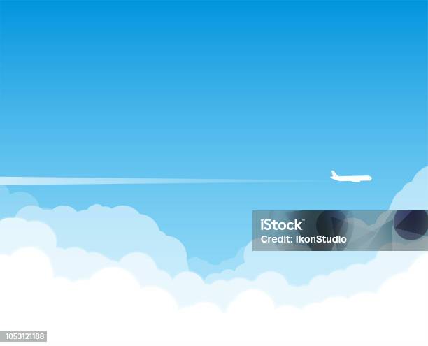 Plane Flying Above Clouds Stock Illustration - Download Image Now - Cloud - Sky, Sky, Airplane