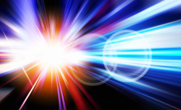 istock Abstract background of moving traffic light trails with circle bokeh 1053121446