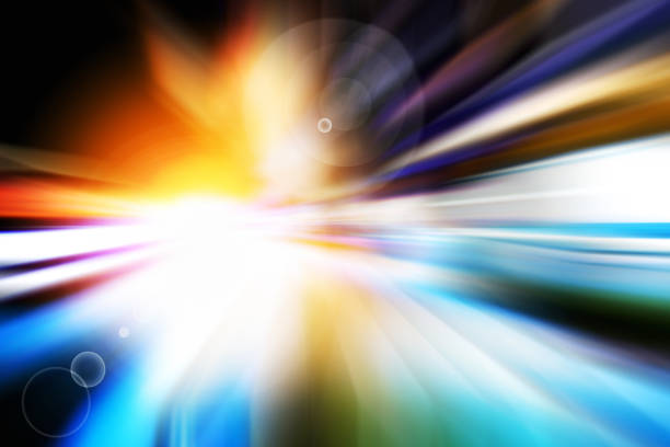istock Abstract background of moving traffic light trails with circle bokeh 1053121530