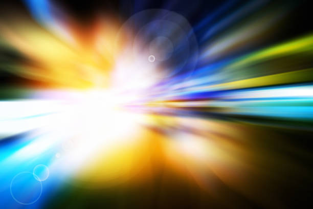 istock Abstract background of moving traffic light trails with circle bokeh 1053121536