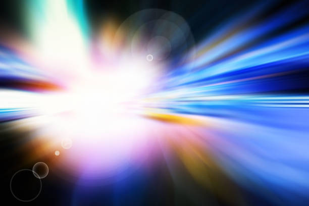 istock Abstract background of moving traffic light trails with circle bokeh 1053121550