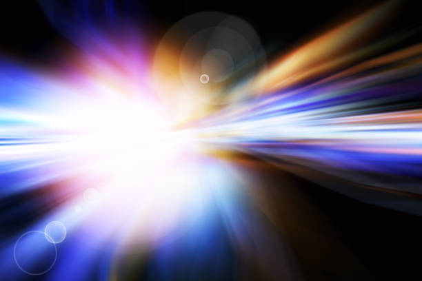 istock Abstract background of moving traffic light trails with circle bokeh 1053121572