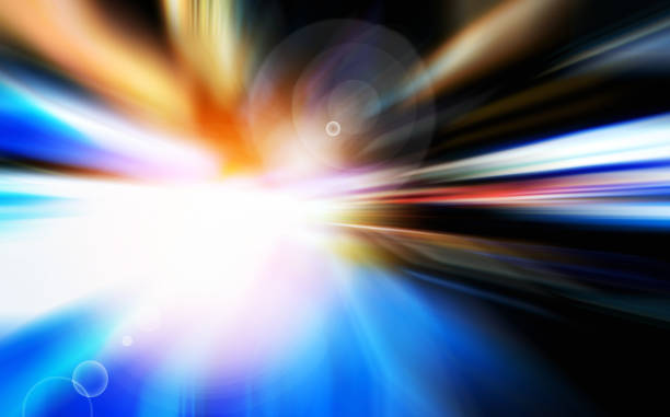 istock Abstract background of moving traffic light trails with circle bokeh 1053121594