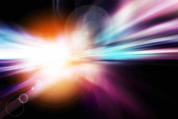 istock Abstract background of moving traffic light trails with circle bokeh 1053121624