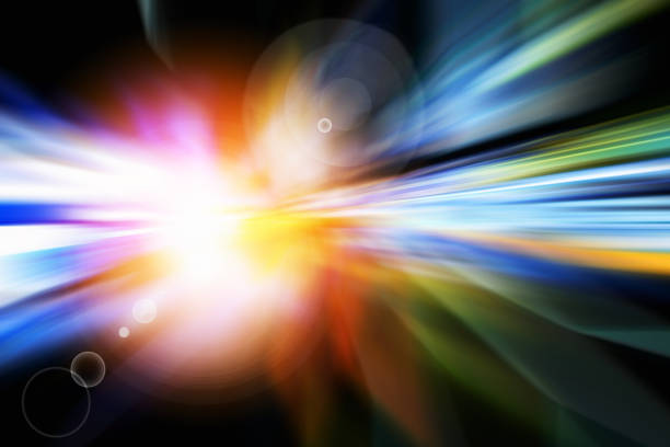 istock Abstract background of moving traffic light trails with circle bokeh 1053121628