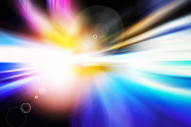istock Abstract background of moving traffic light trails with circle bokeh 1053121668