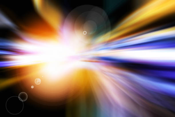 istock Abstract background of moving traffic light trails with circle bokeh 1053121696