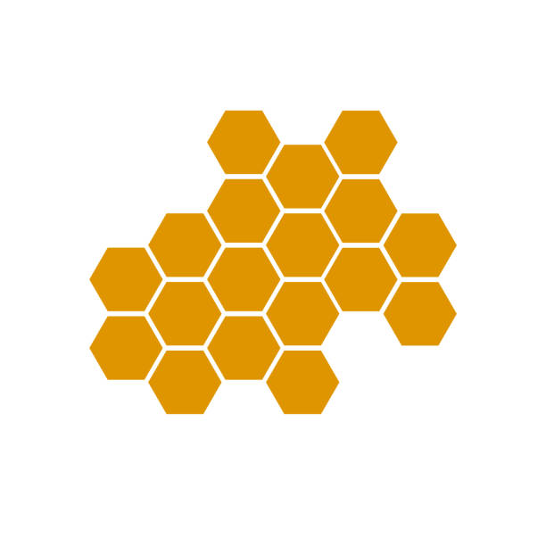 ikona pszczoły o strukturze plastra miodu na białym tle. ikona plastra miodu dla projektu witryny sieci web, logo, aplikacji, interfejsu użytkownika. płaskiego stylu. znak plastra miodu. - hexagon stock illustrations
