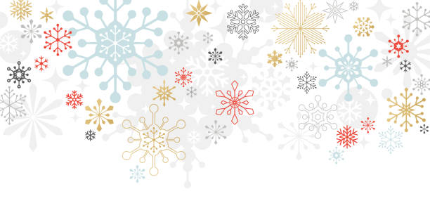 현대 그래픽 눈송이 휴가, 크리스마스 배경 - winter stock illustrations