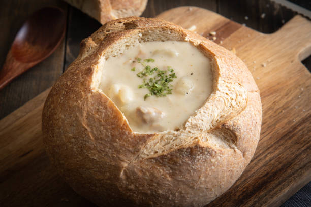 istock clam chowder in sour dough bread bowl 1053133356