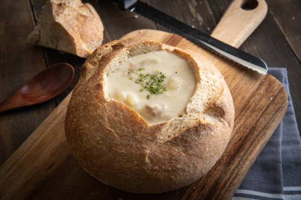 istock clam chowder in sour dough bread bowl 1053133422