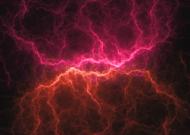istock Hot red and purple abstract lightning, plasma electrical background 1053134052