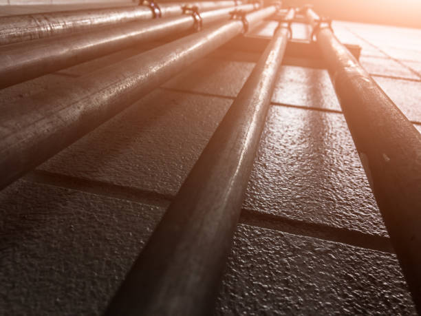 istock Electrical conduit.Bending electrical conduits and straight electrical conduits with connector. 1053134084
