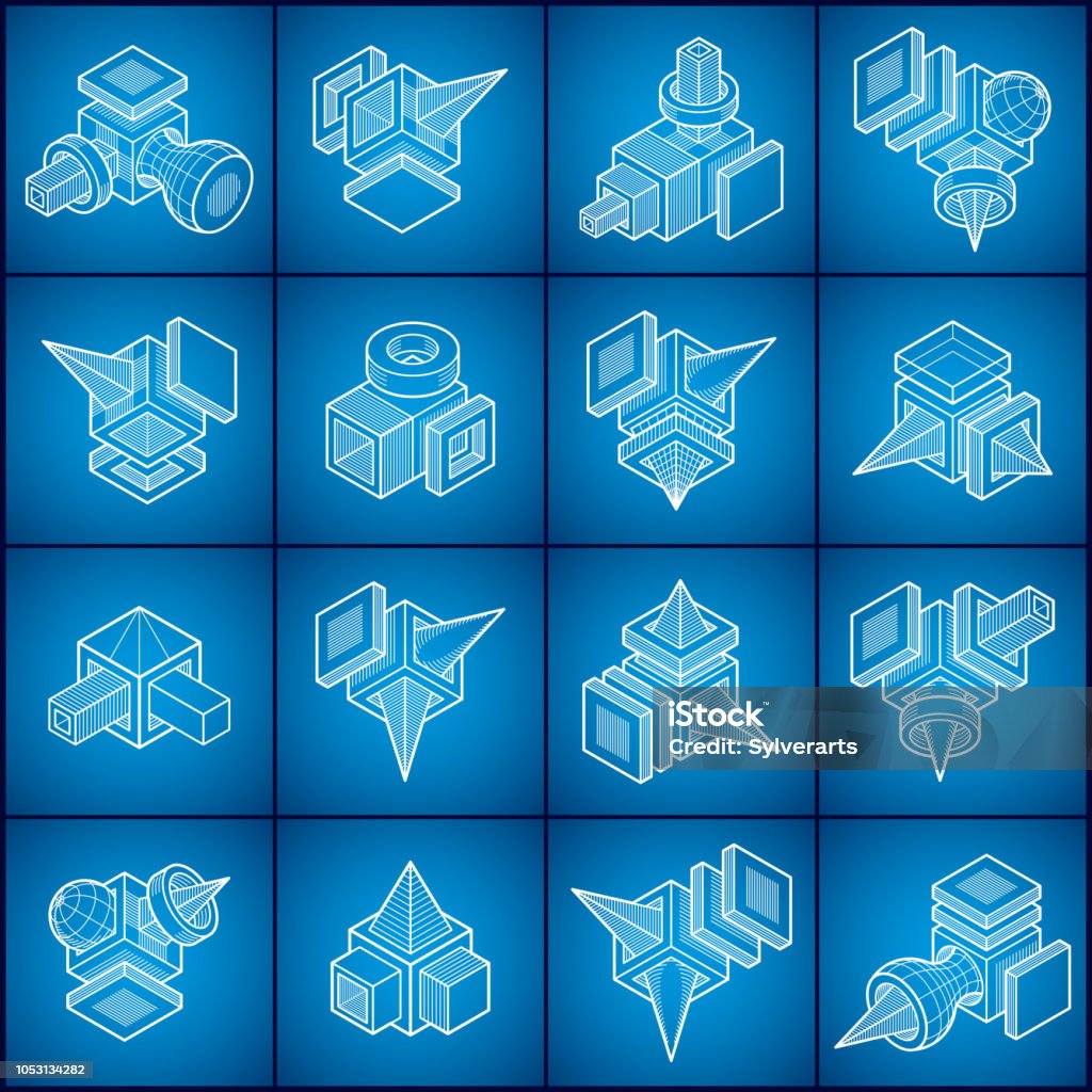 Engineer Abstract Shape Engineering Abstract Shape Vectors Set Stock Illustration - Download ...