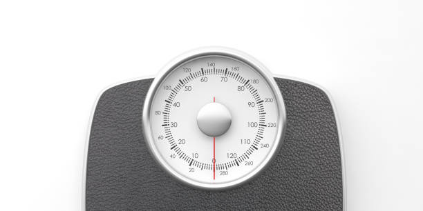 istock Weighing scale isolated on white background. 3d illustration 1053136618