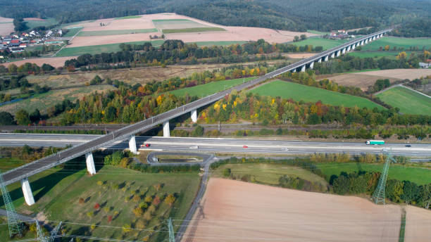 istock Highway and railroad track - aerial view 1053147918