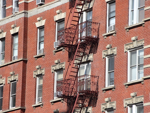 Fire Escape Stairs Outside Building Facade in New York