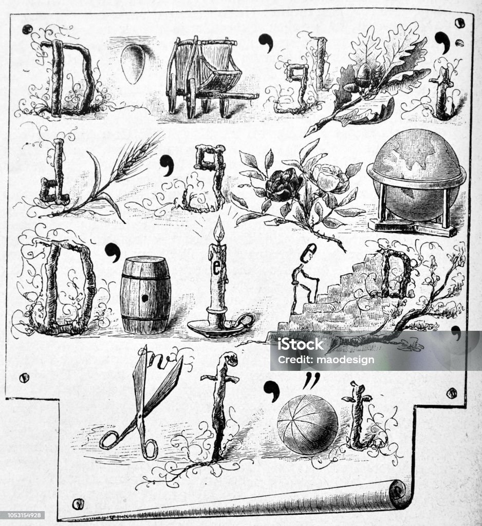 Pictogram riddle - 1888 Globe - Navigational Equipment stock illustration