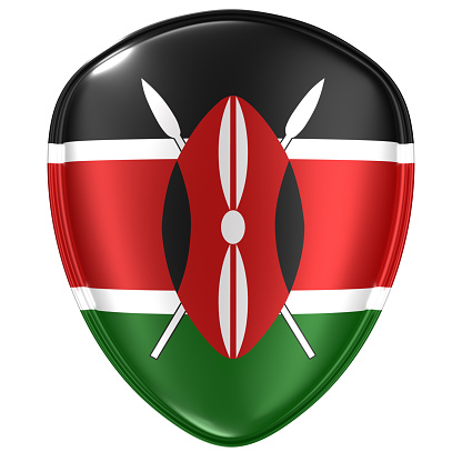 3d rendering of a Kenya flag icon on white background.