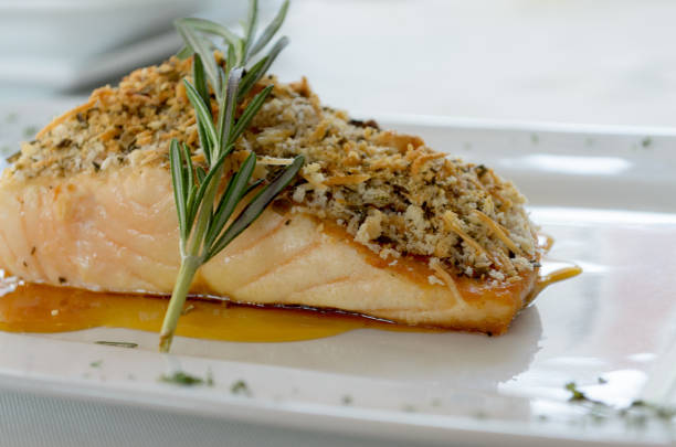 istock Baked Crusted Salmon with rosemary. 1053159806