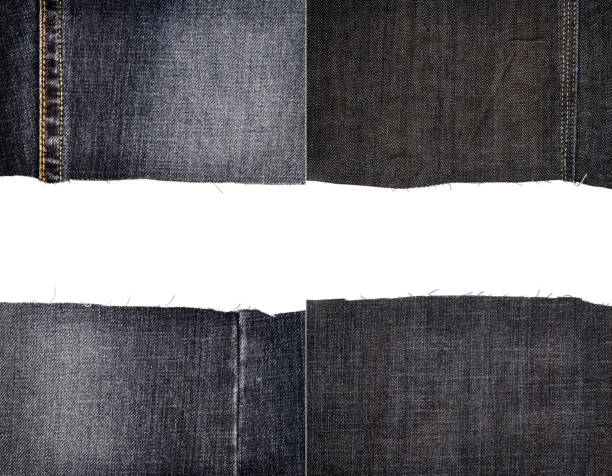 istock Collection of black jeans fabric textures 1053161478
