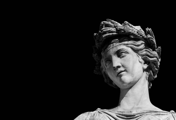 istock Ancient Roman or Greek goddess (Black and White with copy space) 1053163648