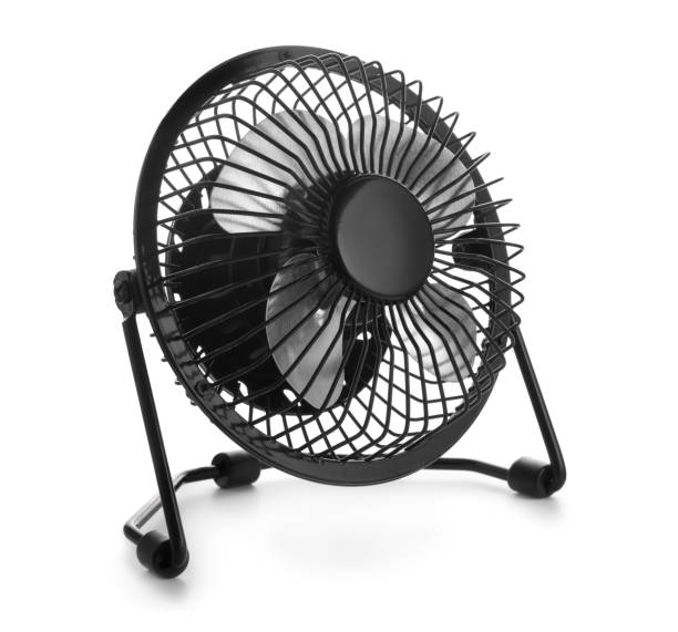 Black desktop electric fan Black desktop electric fan isolated on white electric fan photos stock pictures, royalty-free photos & images