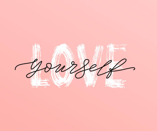 Love yourself quote. Single word. Modern calligraphy text print Vector illustration black and white. ego Love yourself quote. Single word. Modern calligraphy text. Design print for t shirt, pin label, badges, sticker, greeting card, banner. Vector illustration black and white. ego pics of a letter t in cursive stock illustrations