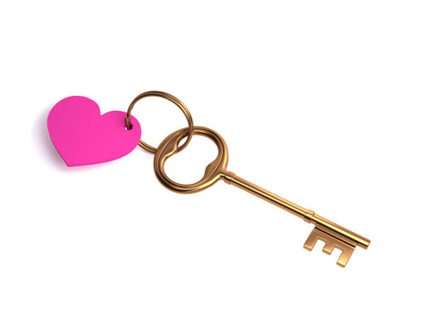 istock metal key on a white background - heart - gold - 3d illustration - rendering 1053181880