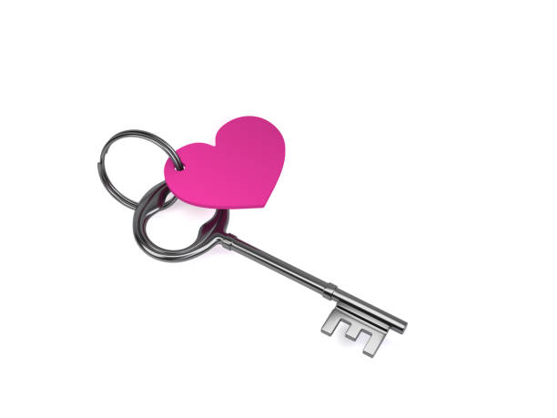 istock metal key on a white background - heart - silver - 3d illustration - rendering 1053181884