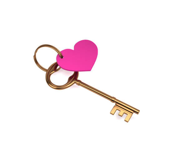 istock metal key on a white background - heart - gold - 3d illustration - rendering 1053181900