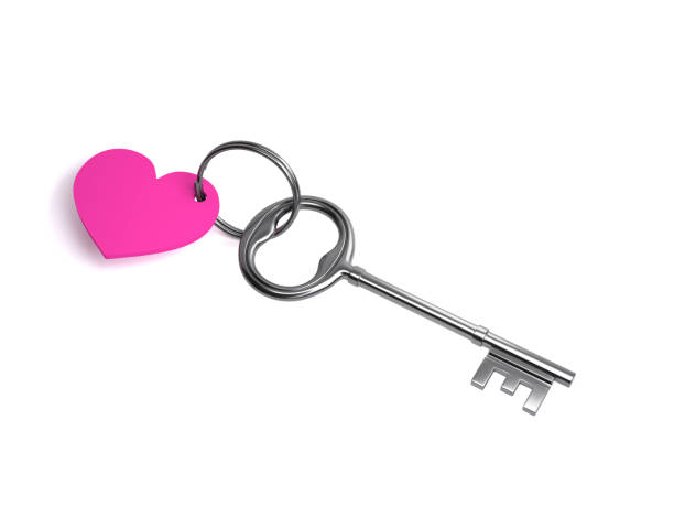 istock metal key on a white background - heart - silver - 3d illustration - rendering 1053181904