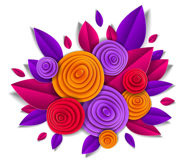 istock Autumn flowers and leaves beautiful design, vector illustration in paper cut style. Wedding invitation or fall seasonal romantic greeting card. 1053184006