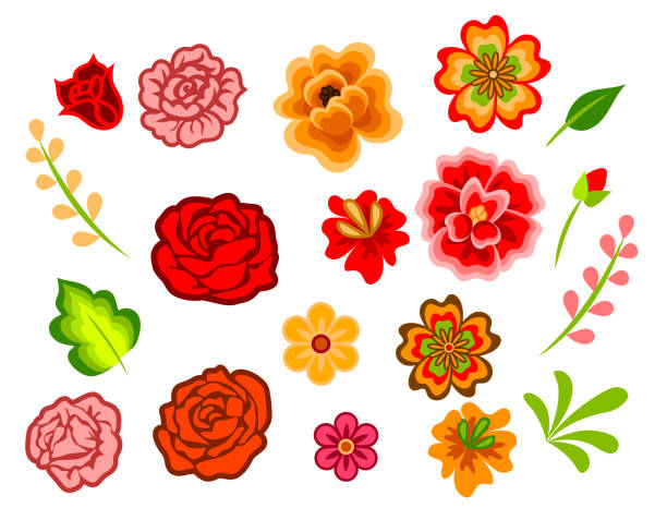 Mexican flowers vector art illustration