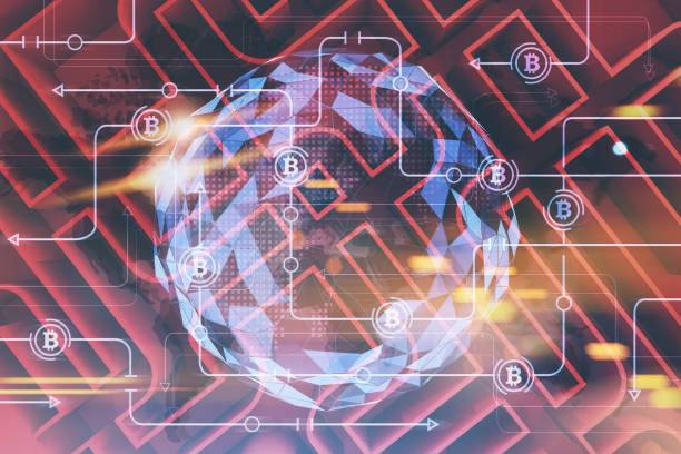 istock Top view of a red wall maze, bitcoin network 1053197952