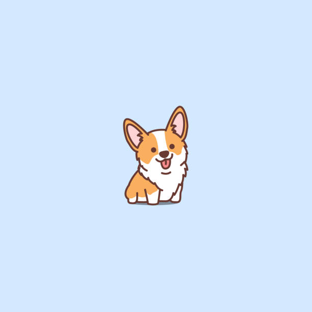 illustrations, cliparts, dessins animés et icônes de icône de corgi mignon chiot bande dessinée, illustration vectorielle - puppy