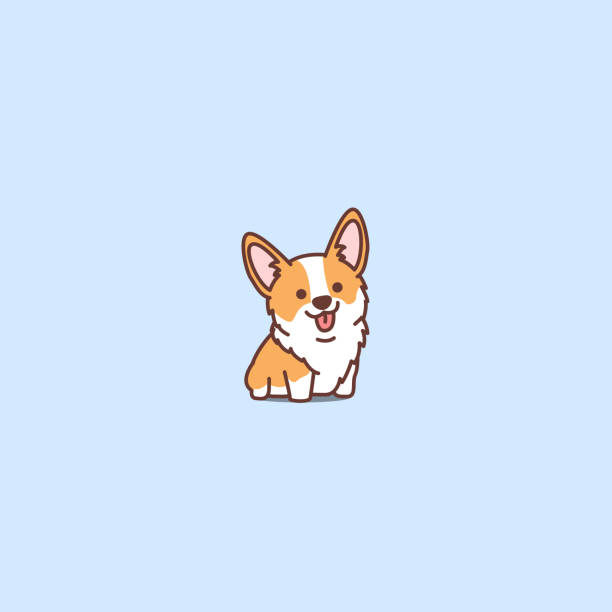 ilustrações de stock, clip art, desenhos animados e ícones de cute corgi puppy cartoon icon, vector illustration - pembroke welsh corgi