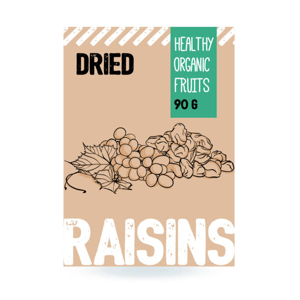красивый вектор ручной обращается виноград органический, изюм. - raisin stock illustrations